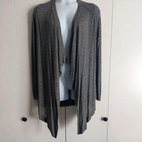 VINCE Drapey Open Front Waterfall Cardigan Small Spacedye black gray - Picture 1 of 6